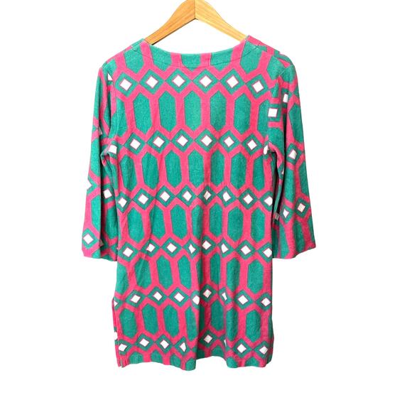 Tibi Terry Cloth Swim Cover Up Tunic‎ Women's S Colorful Print 3/4 Sleeve V-Neck - Picture 3 of 6